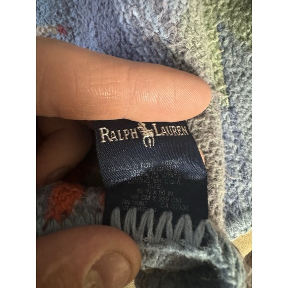 90's RALPH LAUREN RIO GRANDE SERAPE AZTEC COTTON THROW BLANKET 66x90" - Picture 4 of 4